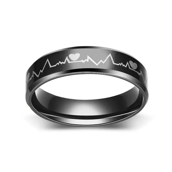 Stainless Steel Heartbeat Ring Men / Women - Picture 3 of 3